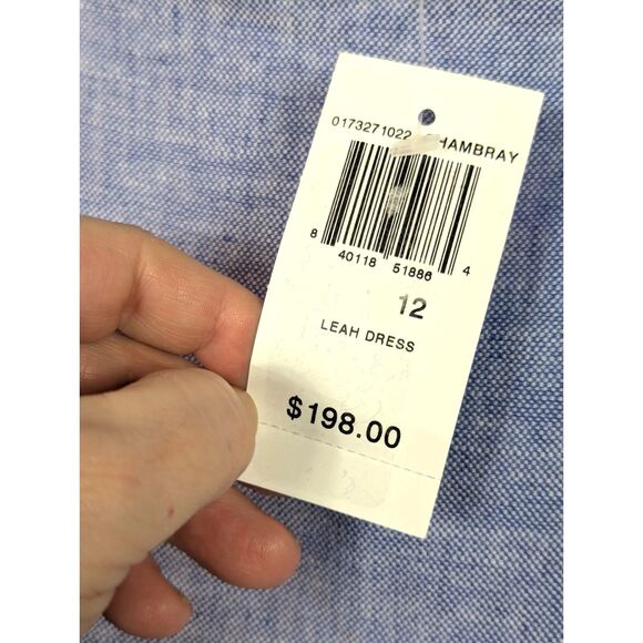 J. McLAUGHLIN "Leah Dress" Linen-Blend Chambray Midi Dress Classic Size 12 NWT - Picture 8 of 9